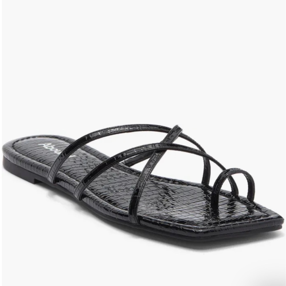 New Abound Black Textured Strappy Sandals